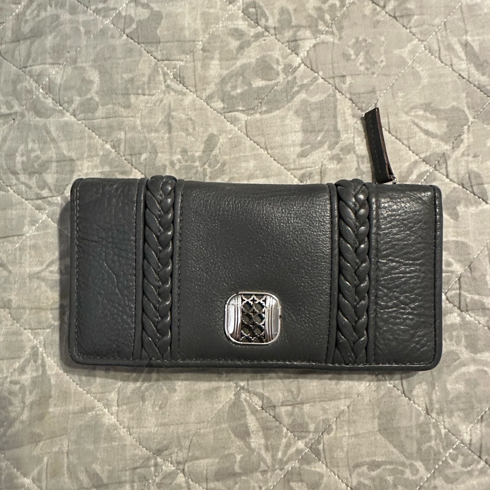 Brighton Full Sized Gray Leather Wallet